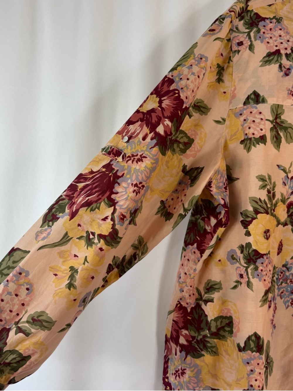 Soft Surroundings Peach Floral Tunic with Burgundy Trim size: 2X - Picture 6 of 13